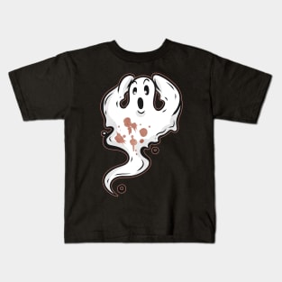 Ghost Is Scared Coffee Stains Of Cocoa Halloween Kids T-Shirt